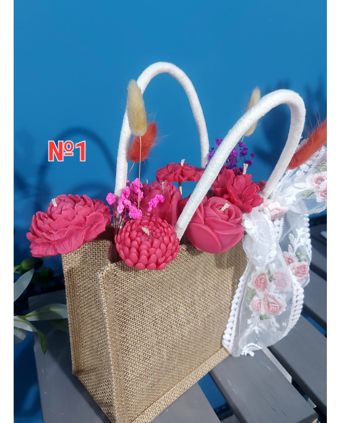 Small Burlap Tote Bag / Floral Tote Bag (please specify your choice when ordering)