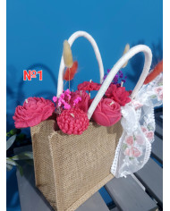 Small Burlap Tote Bag / Floral Tote Bag (please specify your choice when ordering)