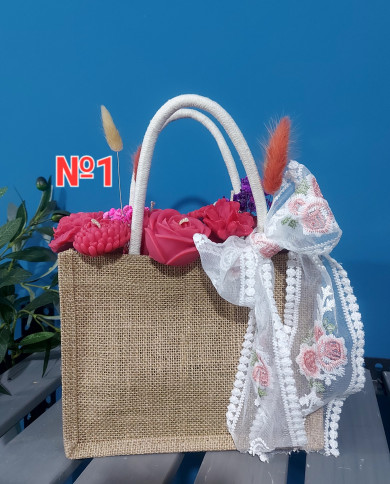 Small Burlap Tote Bag / Floral Tote Bag (please specify your choice when ordering)