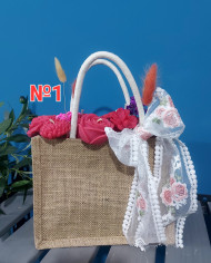 Small Burlap Tote Bag / Floral Tote Bag (please specify your choice when ordering)