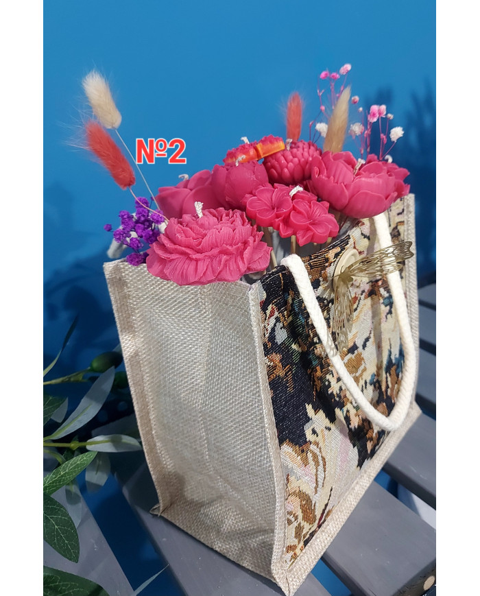Small Burlap Tote Bag / Floral Tote Bag (please specify your choice when ordering)