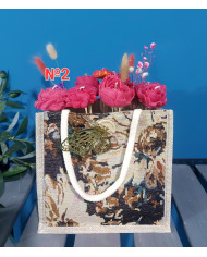Small Burlap Tote Bag / Floral Tote Bag (please specify your choice when ordering)