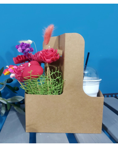 Elegant Kraft Paper Gift Bag with Flowers