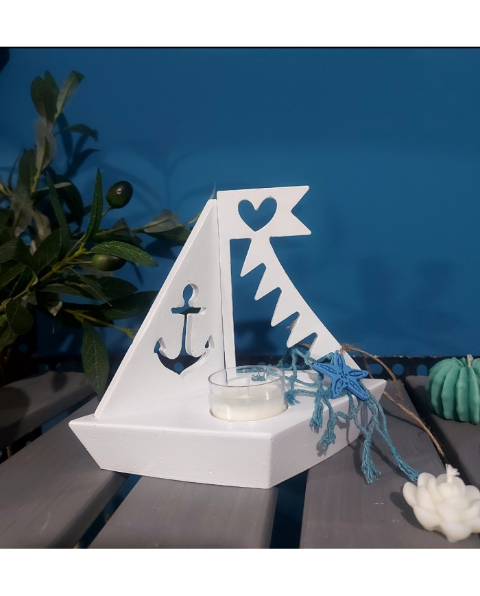 Ship Gypsum Candle Holder – Minimalist Handmade Decor