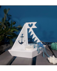 Ship Gypsum Candle Holder – Minimalist Handmade Decor